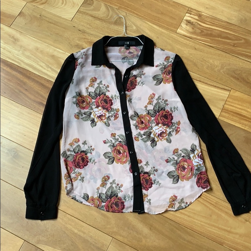 Forever 21 sheer floral button down